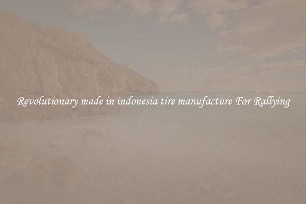 Revolutionary made in indonesia tire manufacture For Rallying