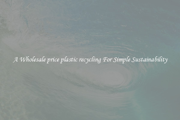  A Wholesale price plastic recycling For Simple Sustainability 